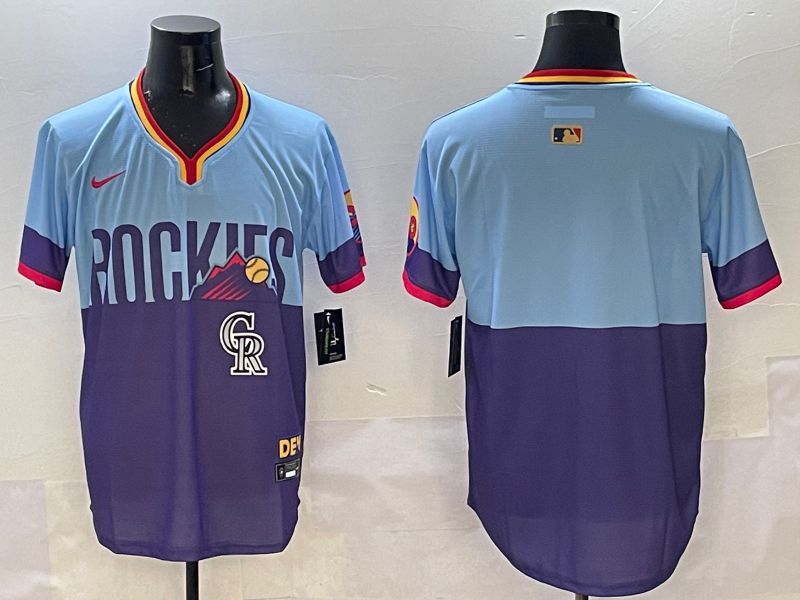 Men Colorado Rockies Blank Purple blue Joint Name 2025 Nike MLB Jersey style 5